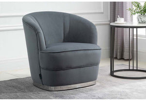 Birlea Cleo Grey and Midnight Blue Upholstered Fabric Accent Chair (5782472556710)
