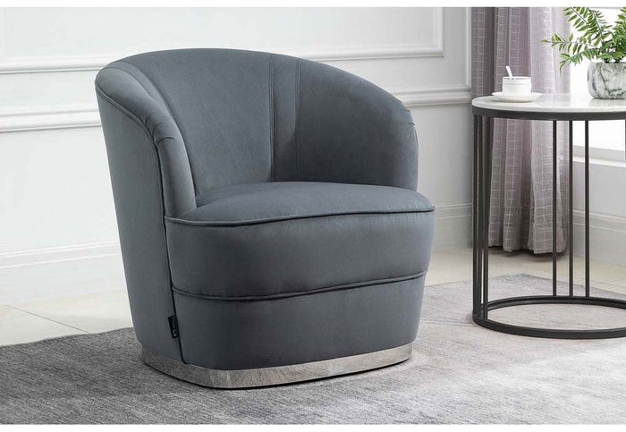 Birlea Cleo Grey and Midnight Blue Upholstered Fabric Accent Chair