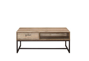 Birlea Urban Rustic Wood Effect with Black Metal Frame 1 Drawer Coffee Table (5596158066854)