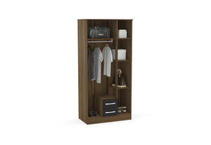 Lynx Walnut & Black Gloss Bedroom Furniture Wardrobe Chest Bedside by Birlea (6771742867630)