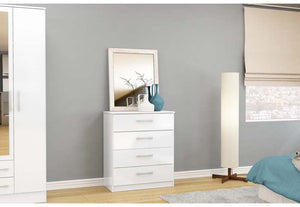Lynx White Gloss Bedroom Furniture Wardrobe Chest Bedside by Birlea (6772085719214)