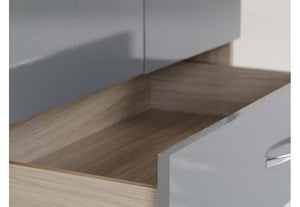 Seconique Nevada Grey, Oyster, Sonoma Oak & White 2 Door 1 Drw Mirrored Wardrobe (6541907427502)