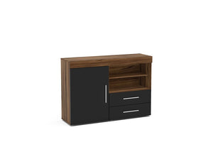 Birlea Edgeware Black Walnut &Black White White & Grey 1 Door 2 Drawer Sideboard (5600648724646)