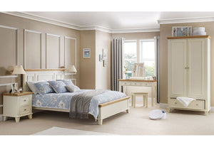 Julian Bowen Portland Stone White with Light Oak Wooden Bed 4FT6 Double 5FT King (5644864356518)