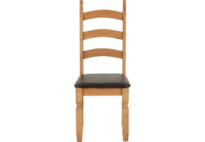 Seconique Corona Distressed Waxed Pine/Cream and Brown Faux Leather Dining Chair (5780959330470)
