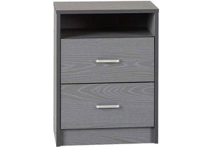 Seconique Felix Grey 2 Drawer Bedside Table/Nightstand/Bedside Cabinet (5727894012070)
