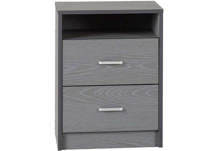 Seconique Felix Grey 2 Drawer Bedside Table/Nightstand/Bedside Cabinet