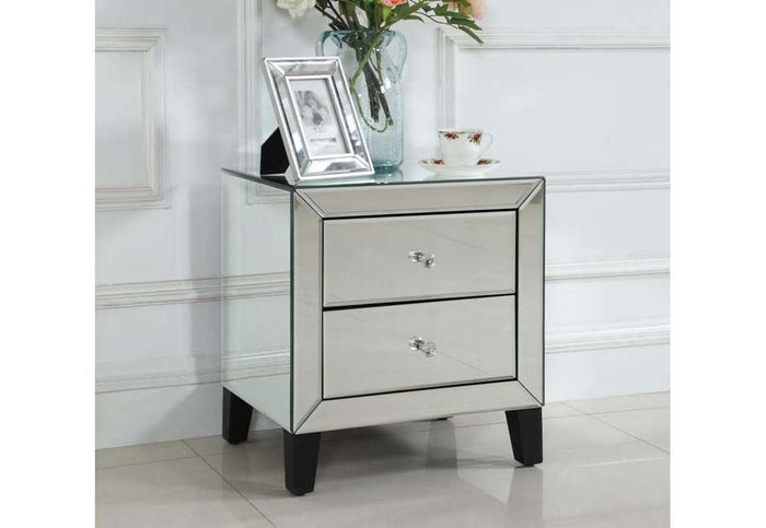 OSD Vienna Ashbourne Mirrored 2 Drawer Nightstand/Bedside Cabinet