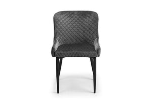Julian Bowen Luxe Blue and Grey with Black Legs Dining Chair (5634010677414)
