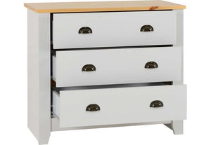 Seconique Ludlow Grey with Oak Lacquer 3 Drawer Chest (5747471581350)