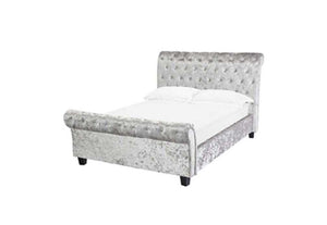 LPD Isabella Black Silver Crushed Velvet Upholstered Fabric Bed Double King Size (6164078133422)