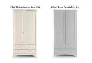 Julian Bowen Cameo Stone White Solid Pine Dove Grey 2 Door 3 Drawer Wardrobe (6570245980334)