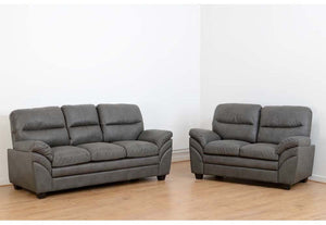 Seconique Capri Black, Charcoal and Grey Faux Leather 3 Seater & 2 Seater (5741454688422)
