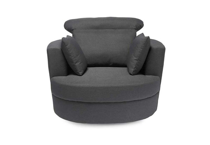 LPD Furniture Bliss Grey and Silver Large Small Swivel Chair