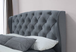 Birlea Hope Grey Velvet 4 Drawer Upholstered Fabric Bed 4FT6 Double and 5FT King (5597387194534)