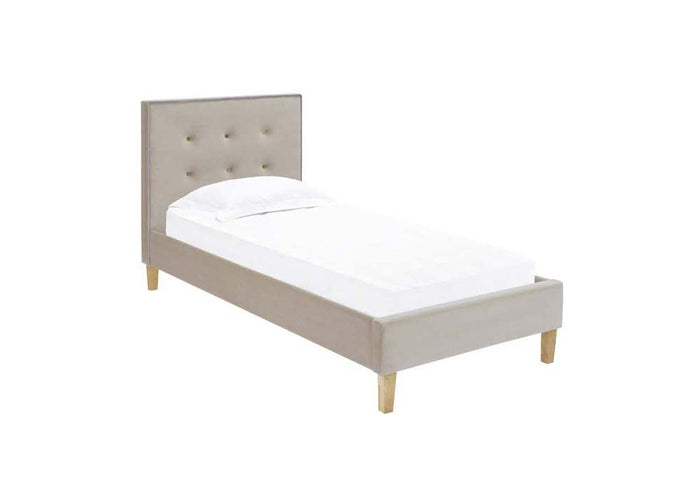 LPD Furniture Camden Beige & Grey Upholstered Fabric Bed Single Double King Size