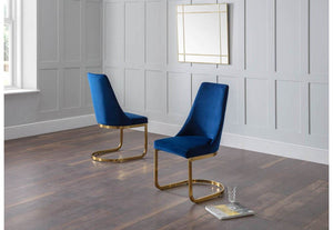 Julian Bowen Vittoria Grey/Gold & Blue/Gold Velvet Cantilever Dining Chair (7582907760814)