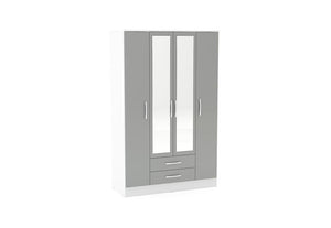 Birlea Lynx High Gloss 4 Door 2 Drawer with Mirror Wardrobe (5600549666982)