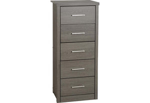 Seconique Lisbon Black Wood Grain and Light Oak 5 Drawer Narrow Chest (5774934442150)