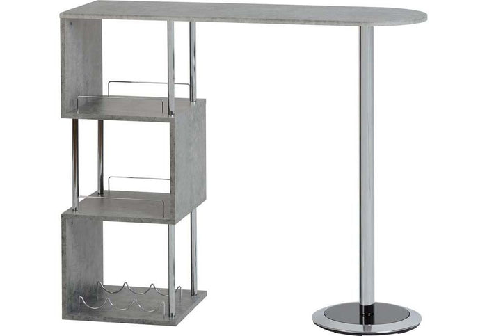 Seconique Charisma Concrete and White Effect with Chrome Home Bar Table