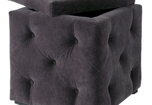 LPD Furniture Valentina Charcoal, Beige & Silver Fabric Storage Box (6168020222126)