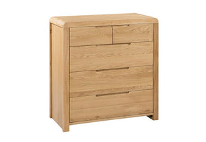 Julian Bowen Curve Waxed Solid Oak 3 Drawer 3 + 2 Drawer 6 Drawer Wide Chest (6570277077166)