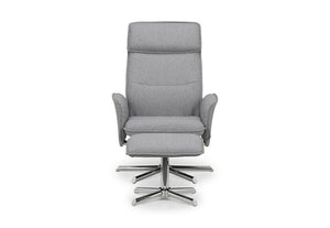 Julian Bowen Aria Grey Linen Recliner & Stool with Chrome Base (5799877148838)