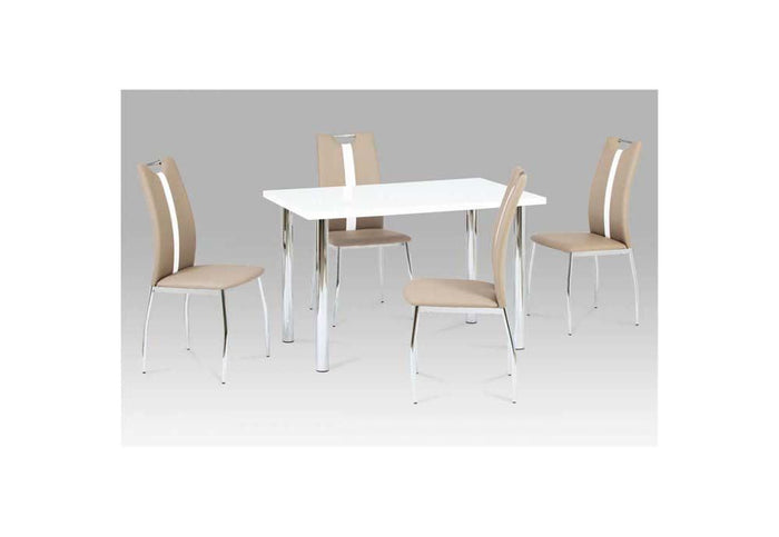 OSD Basel Brown with white Stripe & Chrome Leg Dining Chair
