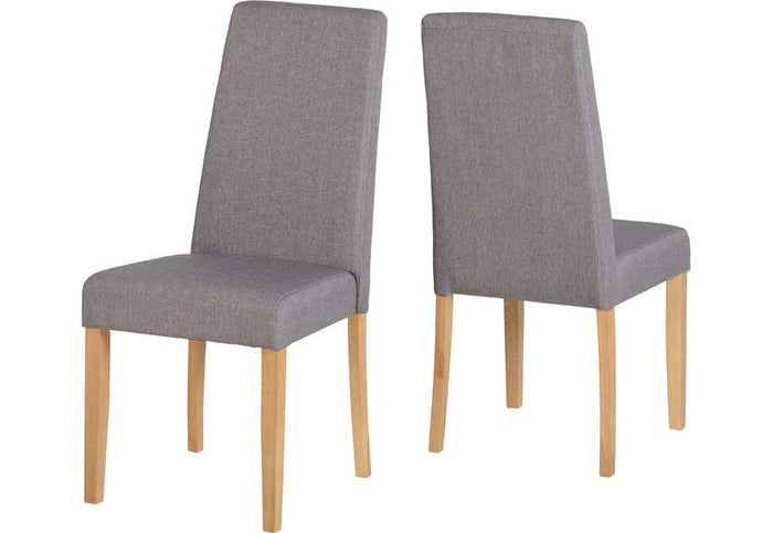 OSD Rimini Natural Oak/Grey Fabric Dining Chair (Set of 2)