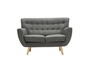 Birlea Loft Grey Buttoned Wing Back 3 Seater 2 Seater Upholstered Fabric Sofa (5600597901478)