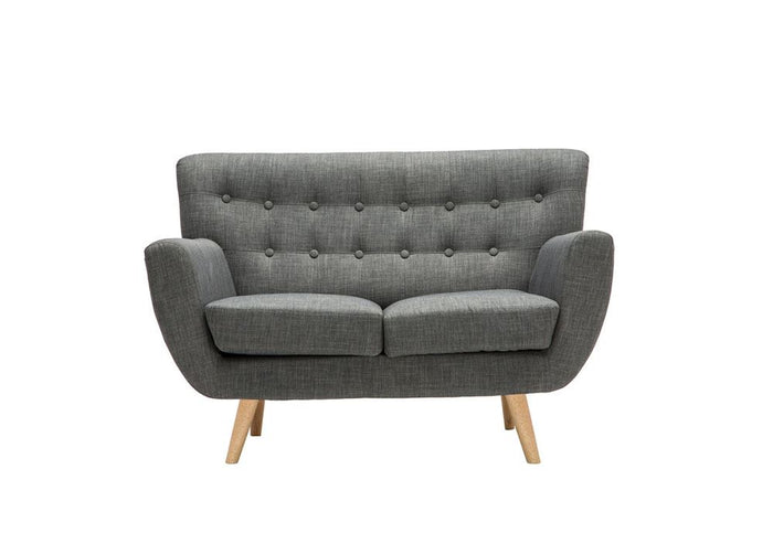 Birlea Loft Grey Buttoned Wing Back 3 Seater 2 Seater Upholstered Fabric Sofa