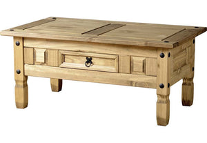 Seconique Corona Grey and White and Distressed Waxed Pine 1 Drw Coffee Table (5762068218022)