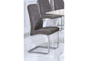 Heartlands Belarus Chrome & Grey Patterned PU Dining Chair (7485877715118)