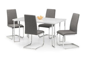 Julian Bowen Manhattan White High Gloss Dining Table & 4, 6 Roma Chairs Set (6120430207150)