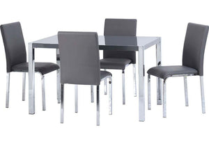 Seconique Charisma Grey White Dining Set Table with 4 Faux Leather Chairs (6187081924782)