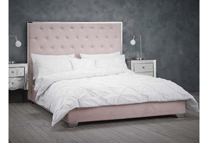 LPD Furniture Meribel Pink Velvet Upholstered Fabric Bed Frame Double King Size (6164260028590)