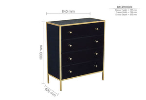 Birlea Fenwick Black Mirror Glass 4 Drawer,6 Drawer and Merchant Chest of Drawer (5600445005990)
