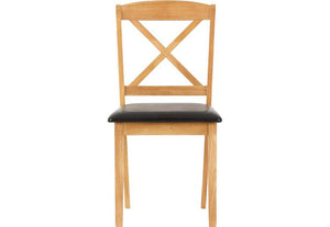 Seconique Mason Oak Varnish/Brown Faux Leather Dining Chair (5781313487014)
