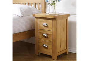 Birlea Woburn 3 Drw Bedside Table/ Nightstand/ Bedside Cabinet Oak/Oak Veneers (5600387137702)