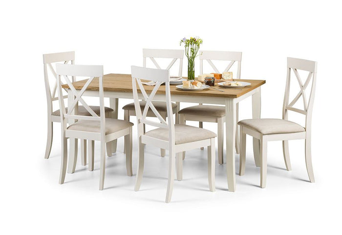 Julian Bowen Davenport Oak and Ivory Base Rectangular Dining Table