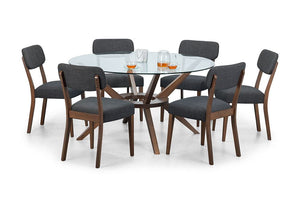 Julian Bowen Chelsea Walnut Large Round Glass Top Dining Table (5801654223014)