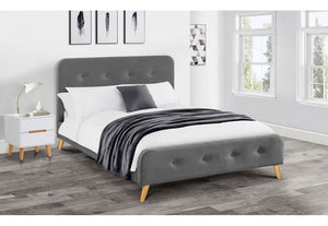 Julian Bowen Astrid Mid Grey Linen Fabric Upholstered Bed 4FT6 Double 5FT King (5641437380774)