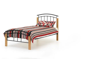 Serene Tetras White Beech & Black White Beech &Silver Metal Bed 3FT 4FT 4FT6 5FT (7016931393710)