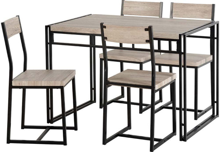 Seconique Warwick Oak Effect Veneer/Black Dining Set