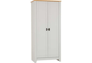 Seconique Ludlow Grey and White with Oak Lacquer 2 Door Wardrobe (5762500788390)