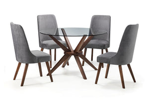 Julian Bowen Chelsea Walnut Round Glass Top Dining Table (5801652322470)