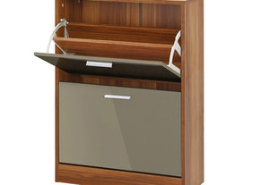LPD Strand Black, White & Grey High Gloss and Walnut 2 Drawer Shoe Cabinet (6167986897070)