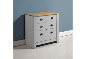 Seconique Ludlow Grey and White with Oak Lacquer 2 Plus 2 Drawer Chest (5774969733286)