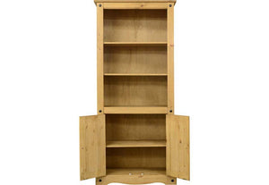 Seconique Corona White and Distressed Waxed Pine 2 Door Display Unit/Bookcase (5769200042150)