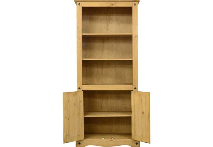 Seconique Corona White and Distressed Waxed Pine 2 Door Display Unit/Bookcase